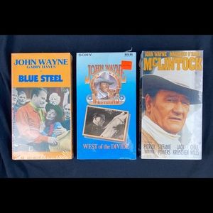 John Wayne - 3 New SEALED VHS Tapes (Blue Steel, West Of The Divide, McLintock)